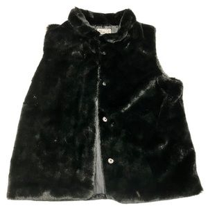 Girls Black Faux Fur Furry Vest Size XL XLarge B1